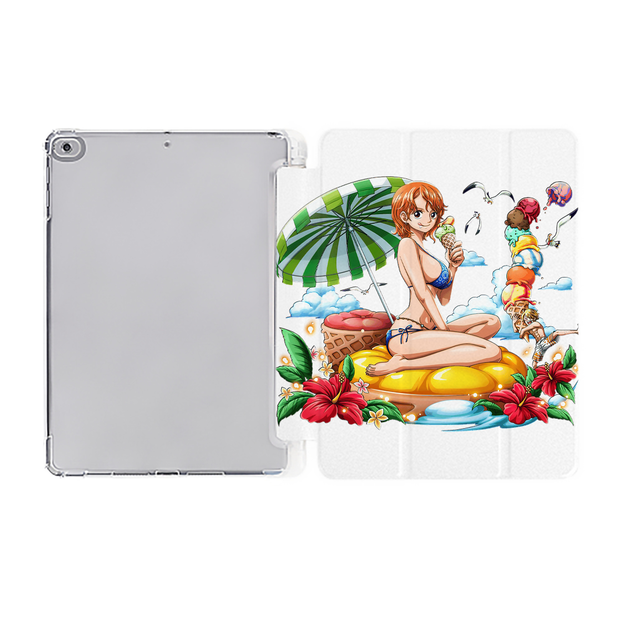 （画像用） ワンピース ナミ ONE PIECE Nami IPad ケース ペン収納付き 三つ折りスタンド PUレザー×シリコン 対応機種9.5/10.5/10.9インチ